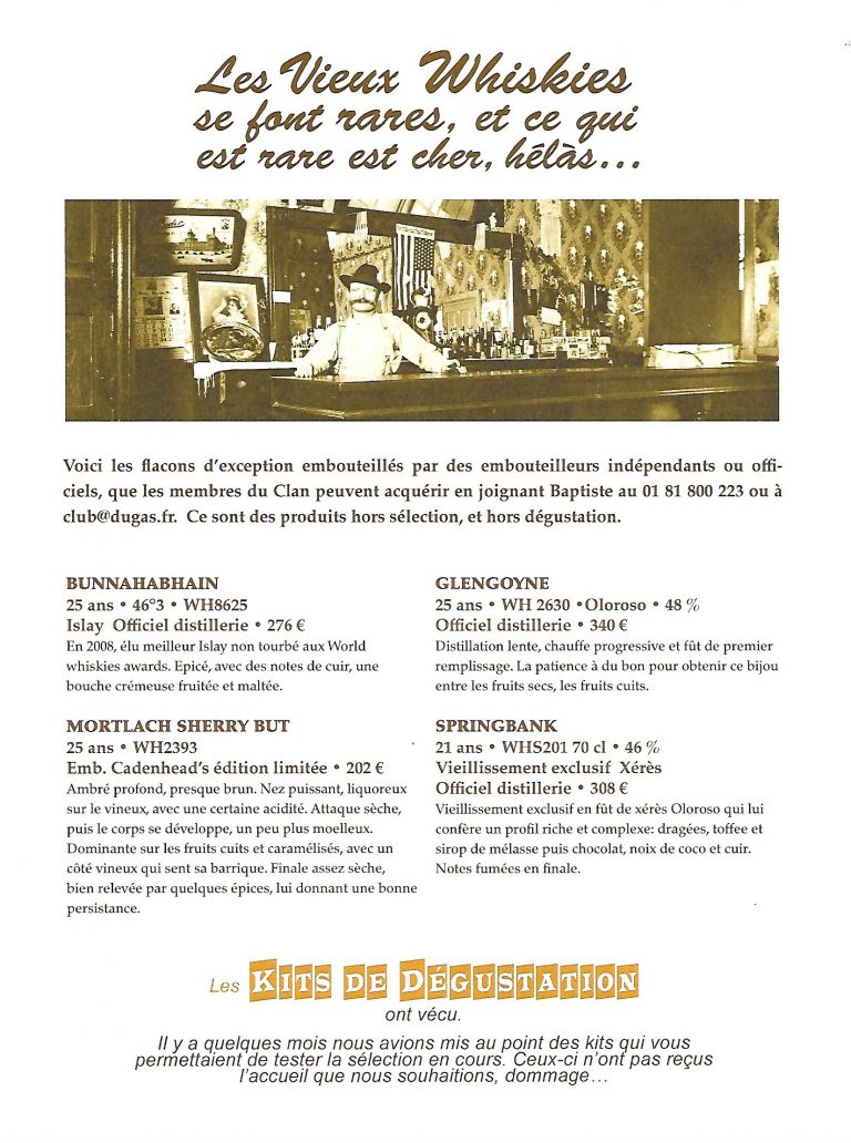 Les Vieux Whiskies se font rares, et ce qui est rare est