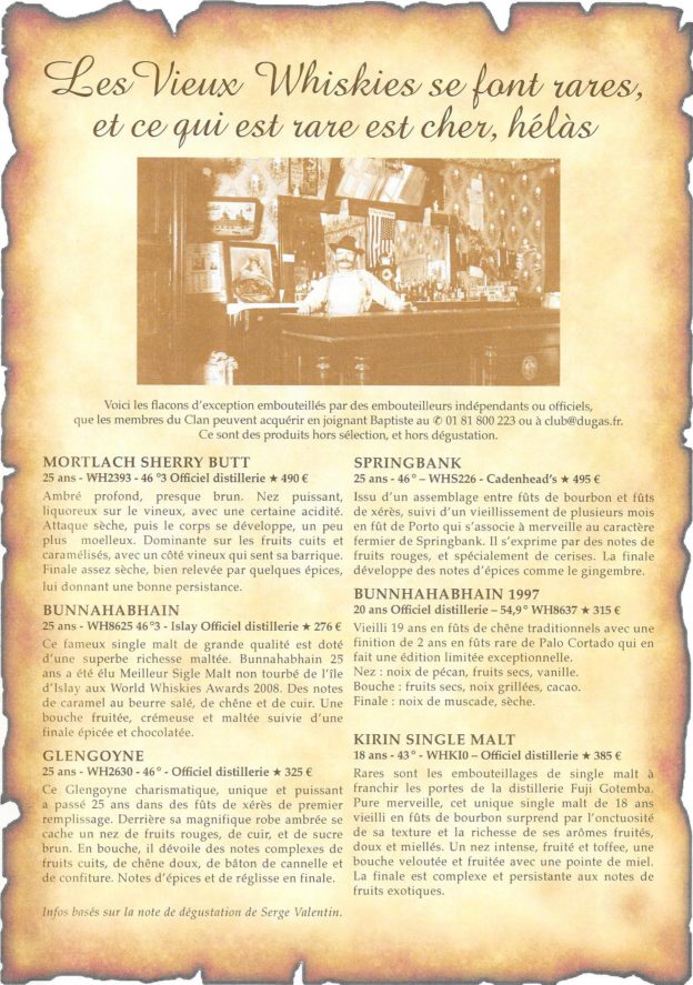 Les Vieux Whiskies se font rares, et ce qui est rare est
